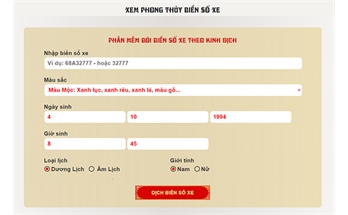 Dịch biển số xe online phong thủy theo trường phái Kinh Dịch
